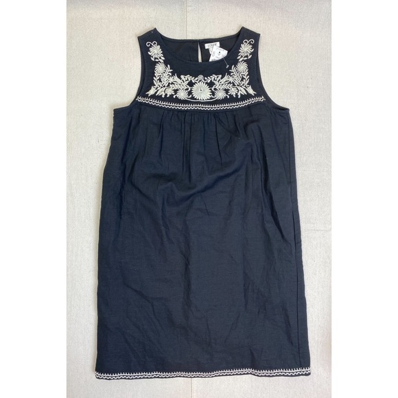 NWT J. Crew Sleeveless Embroidered Linen Cotton Mini Dress In Black & White - Picture 2 of 9